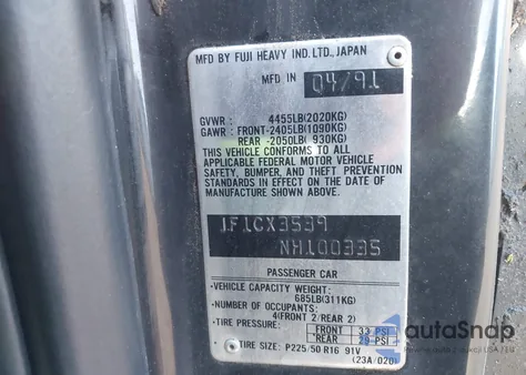 1992 Subaru Svx Lsl z USA, uszkodzony, nr VIN JF1CX3539NH100335